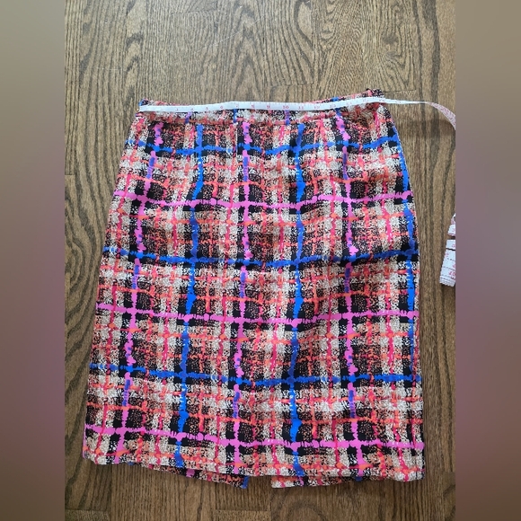 J.crew Collection NWOT Multicolor Plaid Women's Skirt 100% Silk 10 Pencil 98892 - Picture 3 of 8